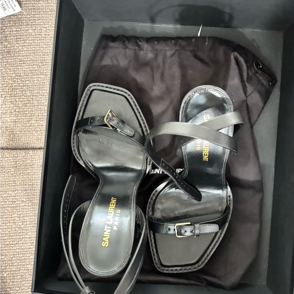 Saint Laurent Black Strappy Heels